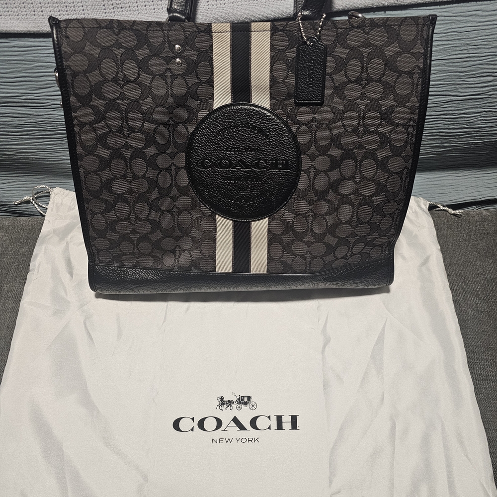 Coach Black and Gray Monogram Tote Bag